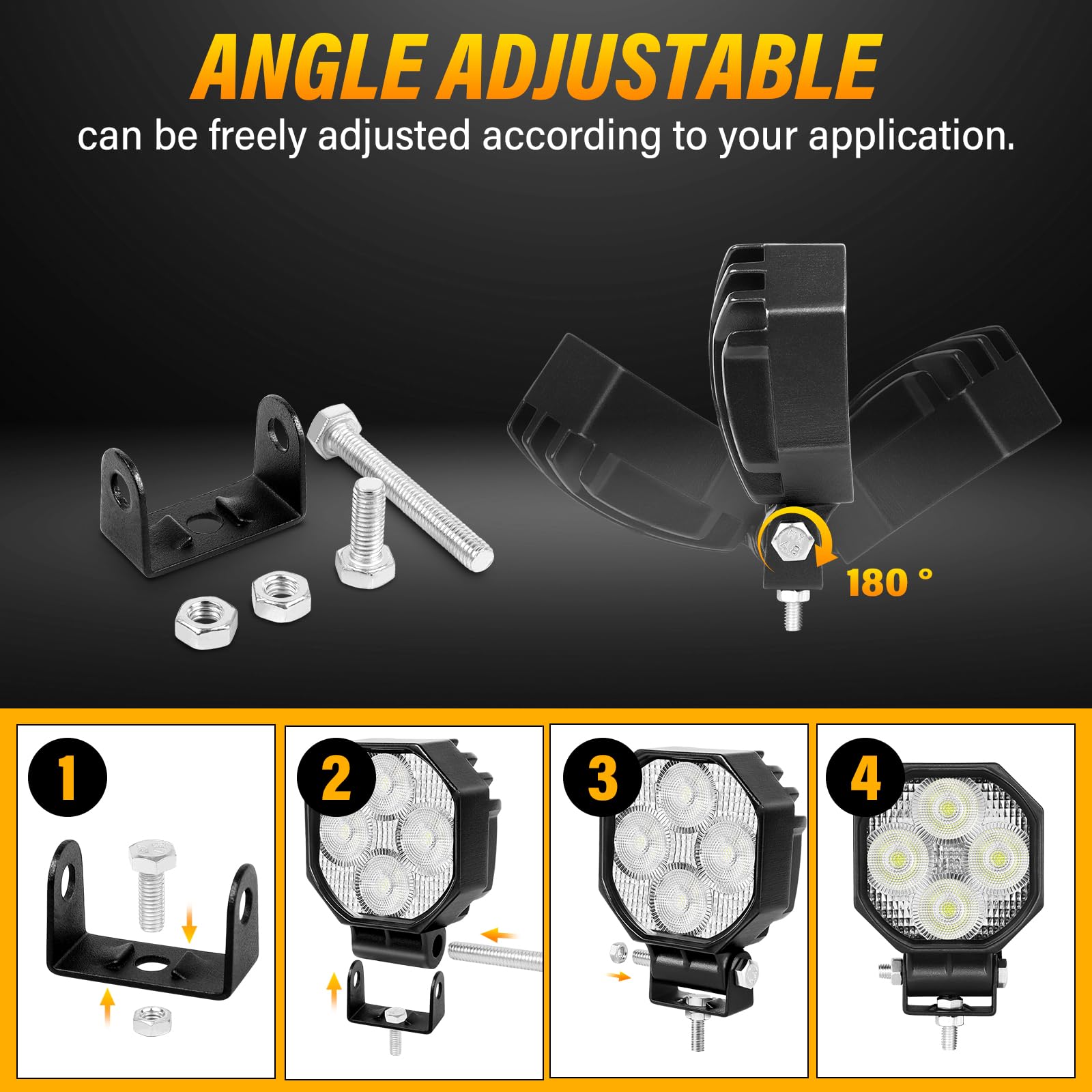 AUXTINGS 10 Piezas 7 cm Lámpara de Trabajo LED inundación,16W 1600 lúmenes | 6000K blanco Barra de luz LED vehículos todoterreno, camiones SUV 4x4 tractores y faros antiniebla,impermeable