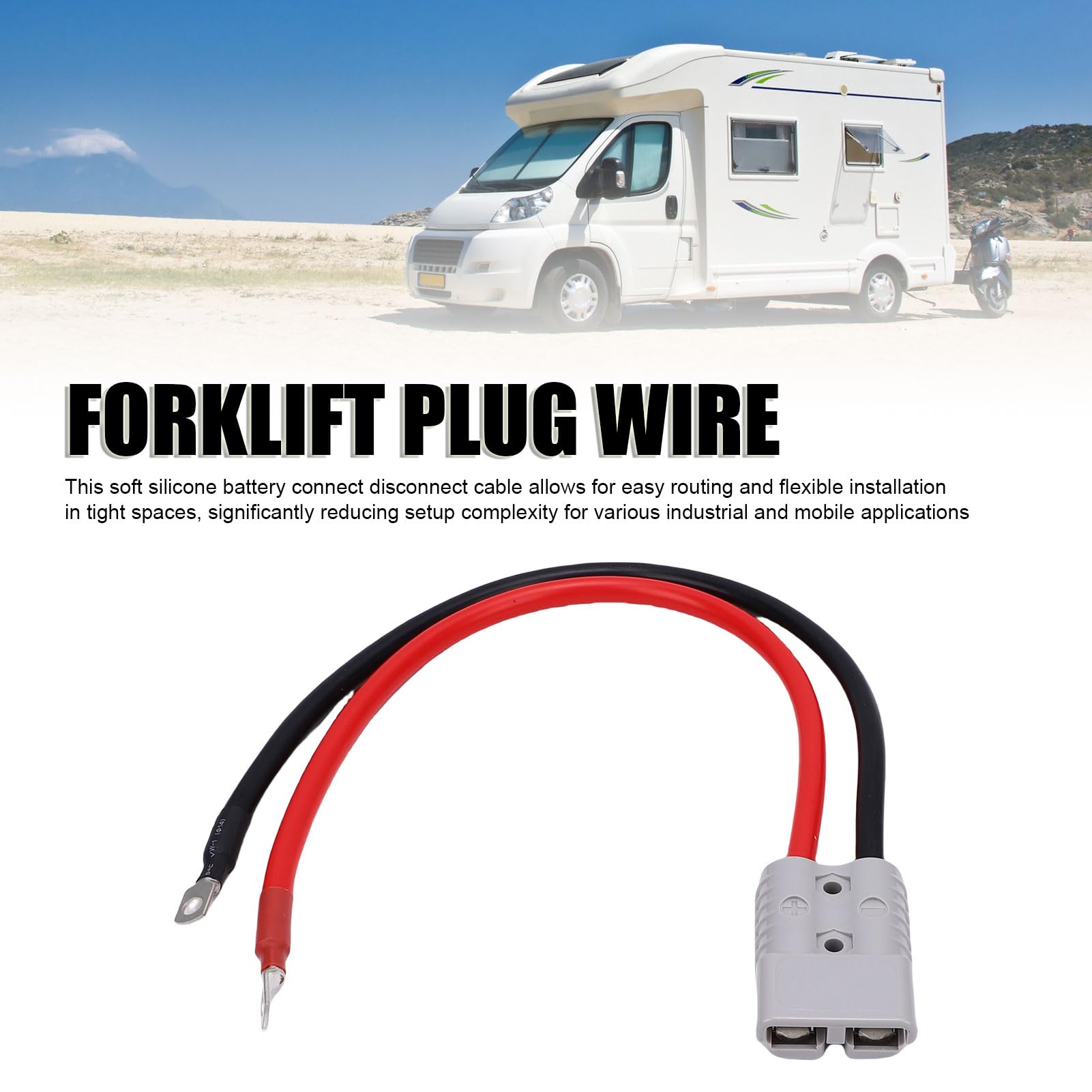 banapoy Conector Rápido de Batería 175A, Conector Anderson Cable de Enchufe de Carga de Carretilla Elevadora Eléctrica con Terminal SC25-8, para Automotriz, RV, 4AWG 25 Pulgadas