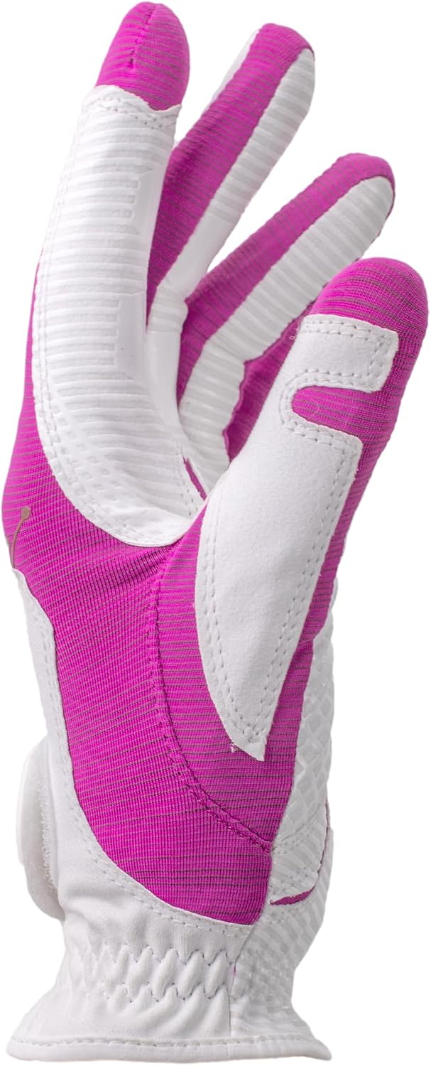 Women’s Golf Glove, Copper Infused Compression for Arthritis Relief, Non-Slip Silicone Grip – USGA Approved, White/Fuchsia, 2-Pack