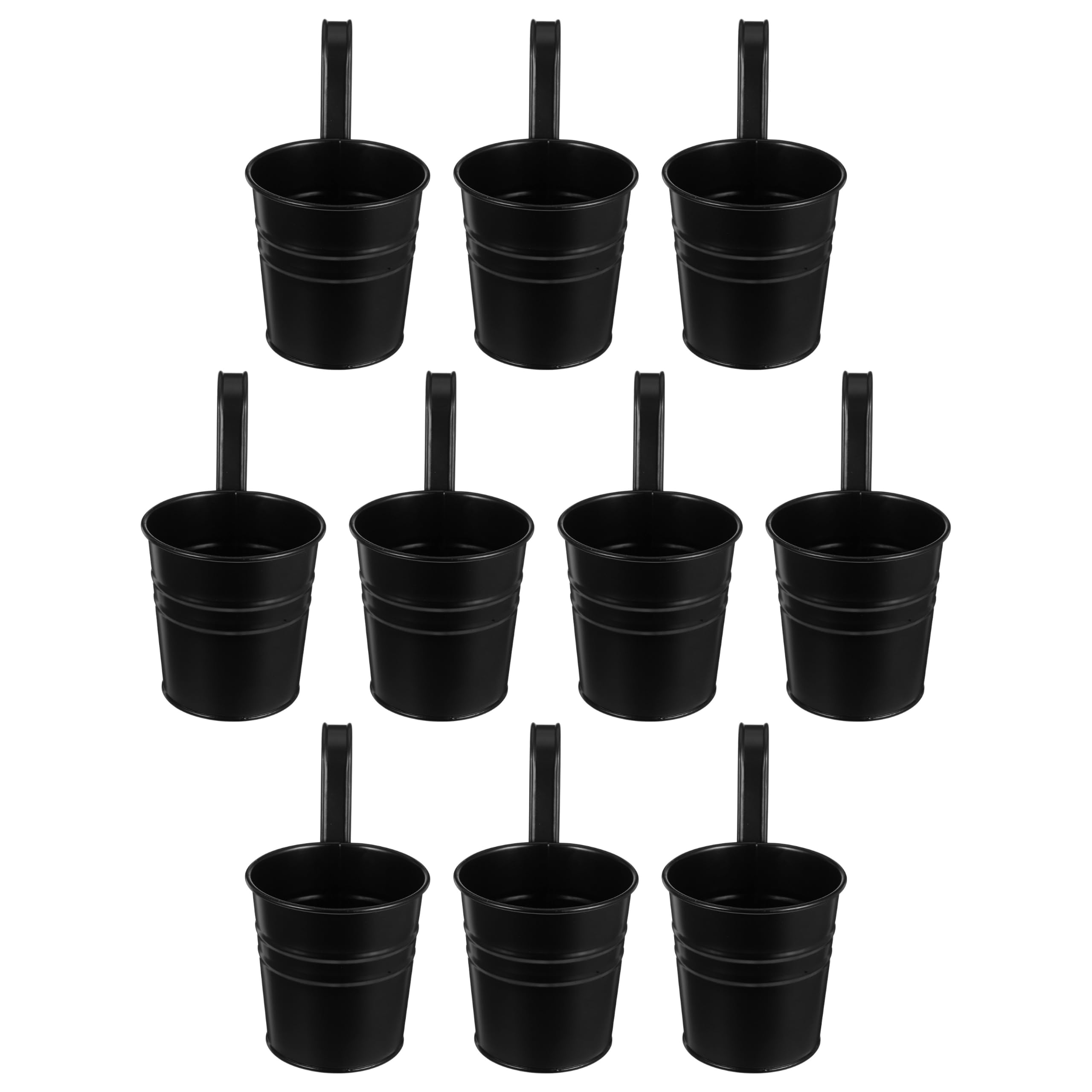 Uonlytech 10 Piezas Macetas Colgantes Rústicas de Hierro Negro con Ganchos Fáciles de Instalar para Decoración Exterior de Jardín, Balcones y Patios con Diseño Vintage Único