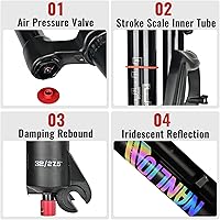 Vista 7 de Horquillas de Suspensión Mate para Bicicleta - Horquilla de Aceite y Aire de 26/27.5/29 Pulgadas - Ajuste de Rebote - Horquilla de Bicicleta