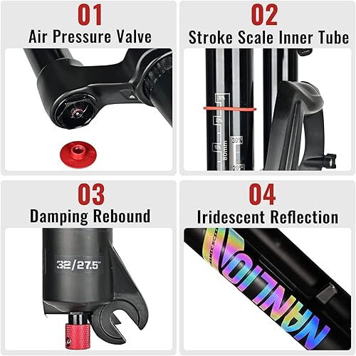 Miniatura 7 de Horquillas de Suspensión Mate para Bicicleta - Horquilla de Aceite y Aire de 26/27.5/29 Pulgadas - Ajuste de Rebote - Horquilla de Bicicleta