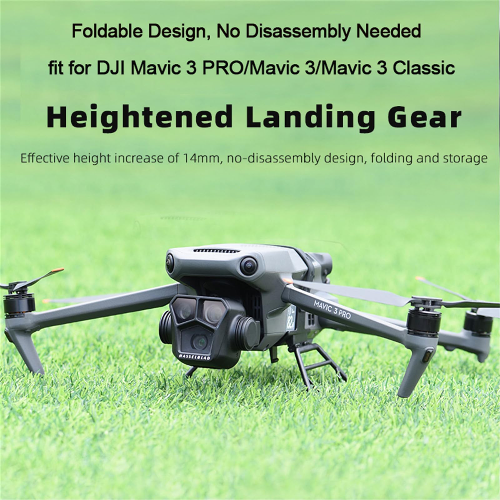 Wtohoby Foldable Landing Gear For DJI Mavic 3 Pro/Mavic 3 /Mavic 3 Classic Drone Gimbal Protector Quick Release No Disassembly Needed Extension Heighten 14mm Feet Quadcopter Camera UAV Accessories