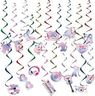Tryse fmsao Birthday Party Decorations Singer Theme Party Supplies Hanging Swirls for Girls Birthday Decorations
