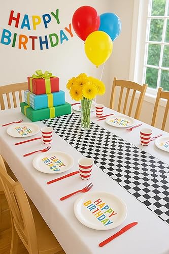 Miniatura 5 de Paquete de 4 caminos de mesa de plástico ideales para mesa, fiesta de cumpleaños, picnic, baby showers, carnavales, compromisos, bodas (a cuadros,