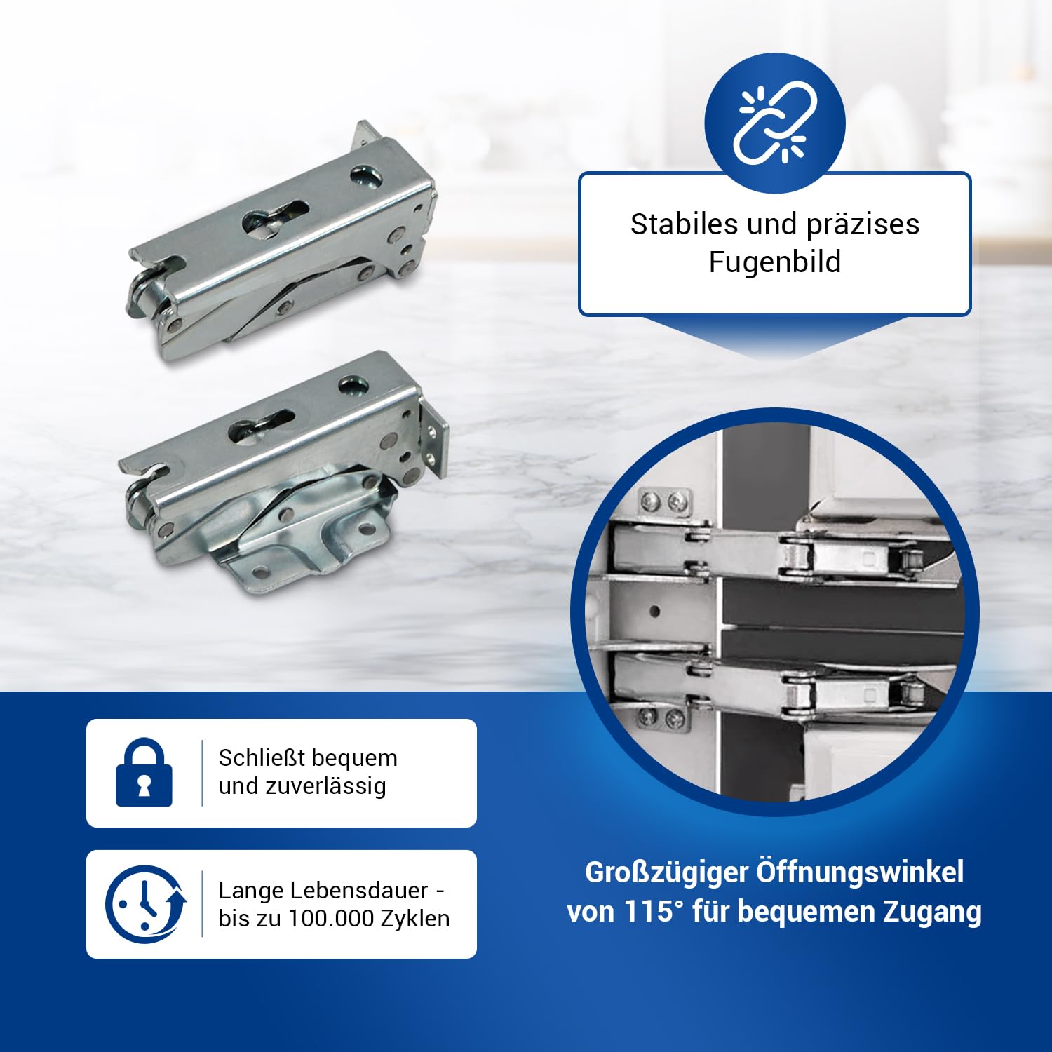 VIOKS Set di cerniere per porta da incasso a sinistra e in basso, ricambio per AEG 2211202045 + 2211201047 Küppersbusch 431624 + 431625 per porta Electrolux frigorifero