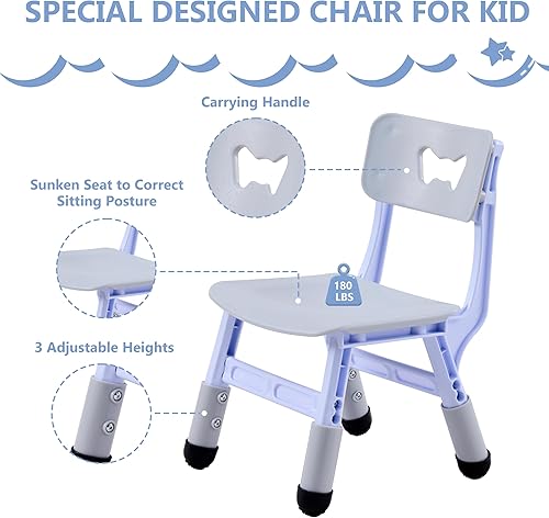 Miniatura 3 de Set de mesa y sillas para niños GTOLV (2 sillas), juego de mesa y sillas ajustables en altura para niños de 3 a 8 años con escritorio para grafiti,