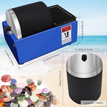 Electric Rock Tumbler Machine, Gemstones Polisher with Leakproof Rubber Barrel, Dual-Wheel Drive/Noise Reduction Barrel