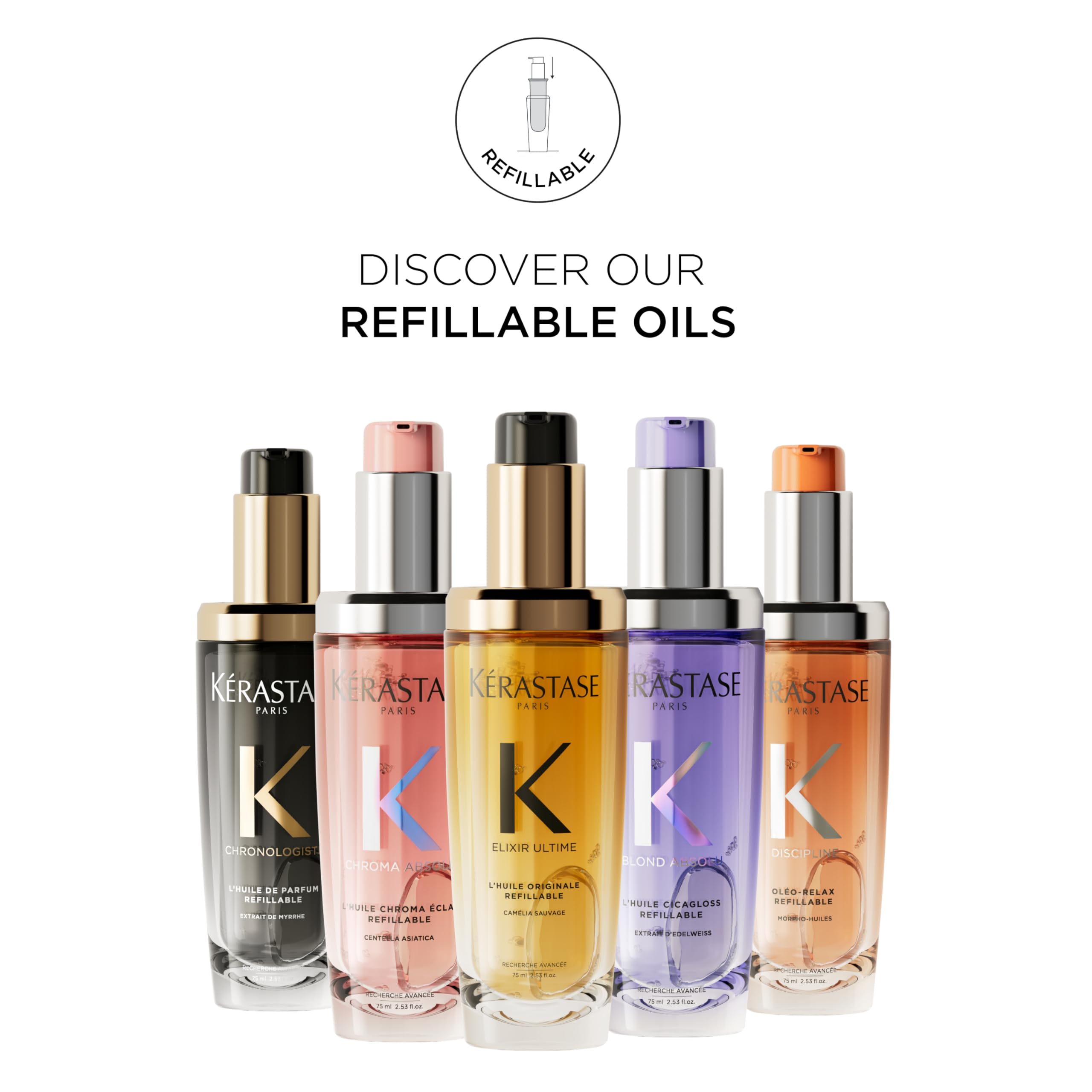 Kérastase Blond Absolu l’Huile Cicagloss, Stärkendes Pflege-Öl für blondes oder blondiertes Haar, Reparierende und stabilisierende Haarpflege mit Hitzeschutz, Nachfüllpackung, 75 ml