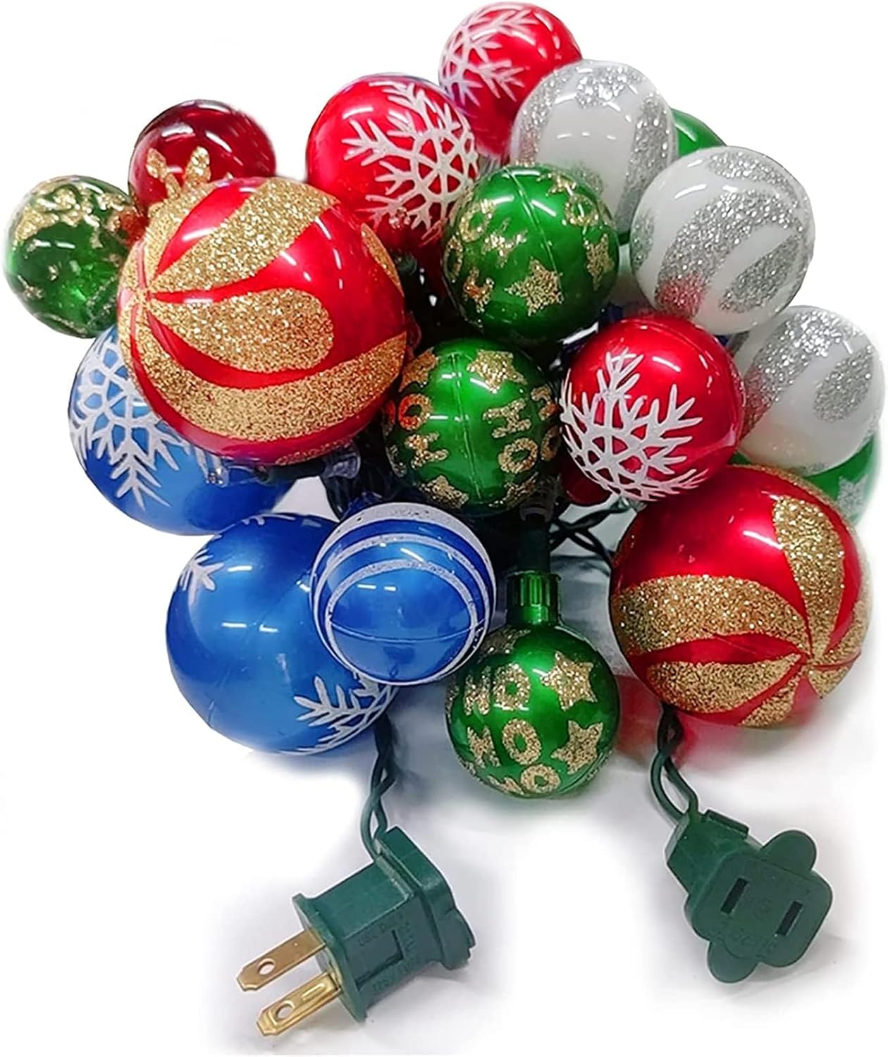 itayak Christmas Ball Ornament Lights, 28ft 25 Bulbs Tree String Lights, Indoor Plug-in Expandable Wire for Holiday Party