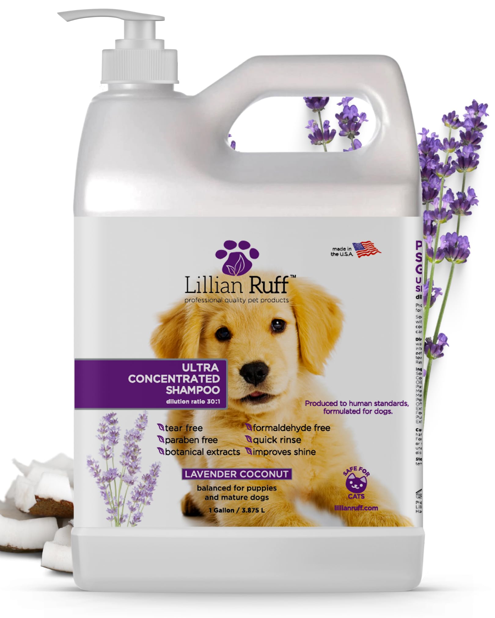 Lillian Ruff PRO Formula Ultra Concentrated Dog Shampoo – Makes 4 Gallons/30 Bottles, 30:1 Dilution, Professional Pet Shampoo for Sensitive Skin |