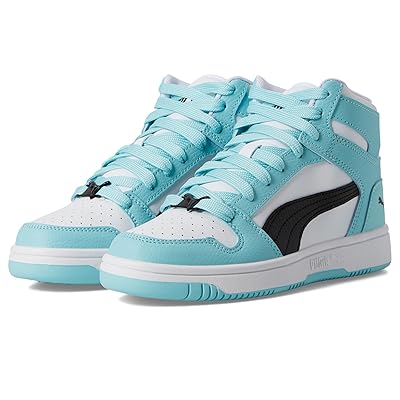 PUMA Kids Rebound Layup Mid (Big Kid) Kids Shoes Puma White/Puma Black/Safe Lake
