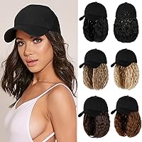 Vista 7 de Gorra de béisbol con extensiones de cabello, peluca ajustable, gorra rizada de 14 pulgadas, peluca sintética para mujer, color gris plateado