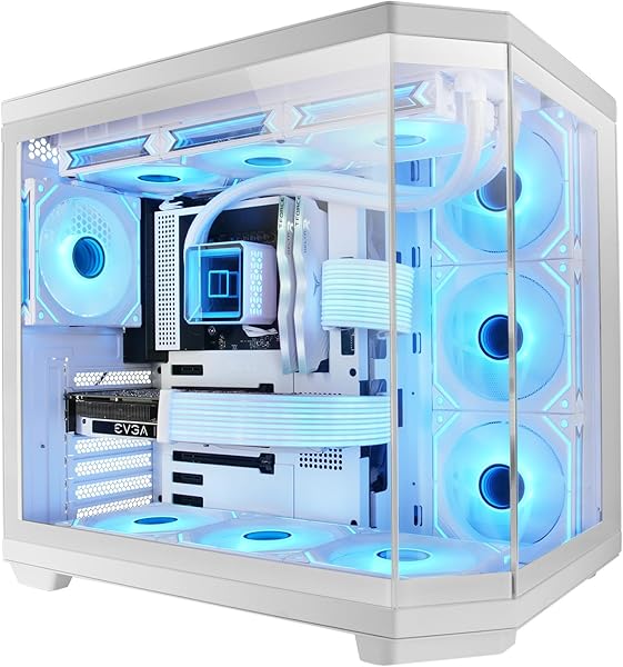 Mars Gaming MC-3TCORE, Boîtier Gaming Custom ATX, Triple Verre Trempé Amovible, Double Caméra, Semi-Tour Compatible avec Cartes-mères à Connecteurs Inversés, Support Refroidissement Liquide, Blanc - 1