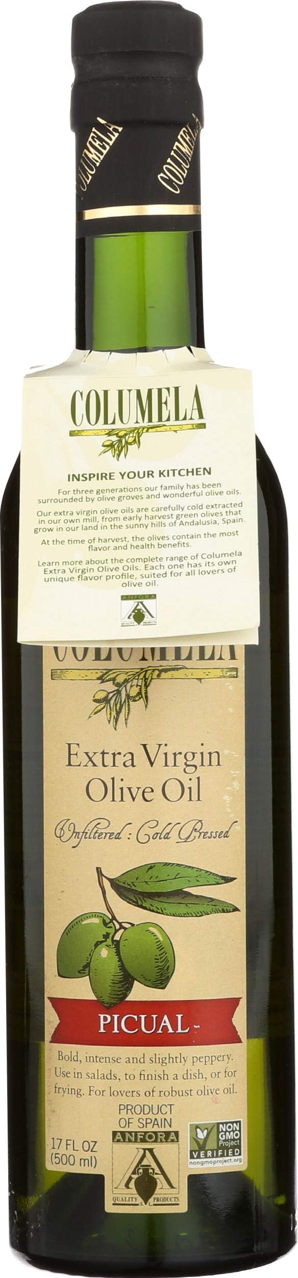 Columela Unfiltered Extra Virgin Olive Oil, Picual, 17 Ounce