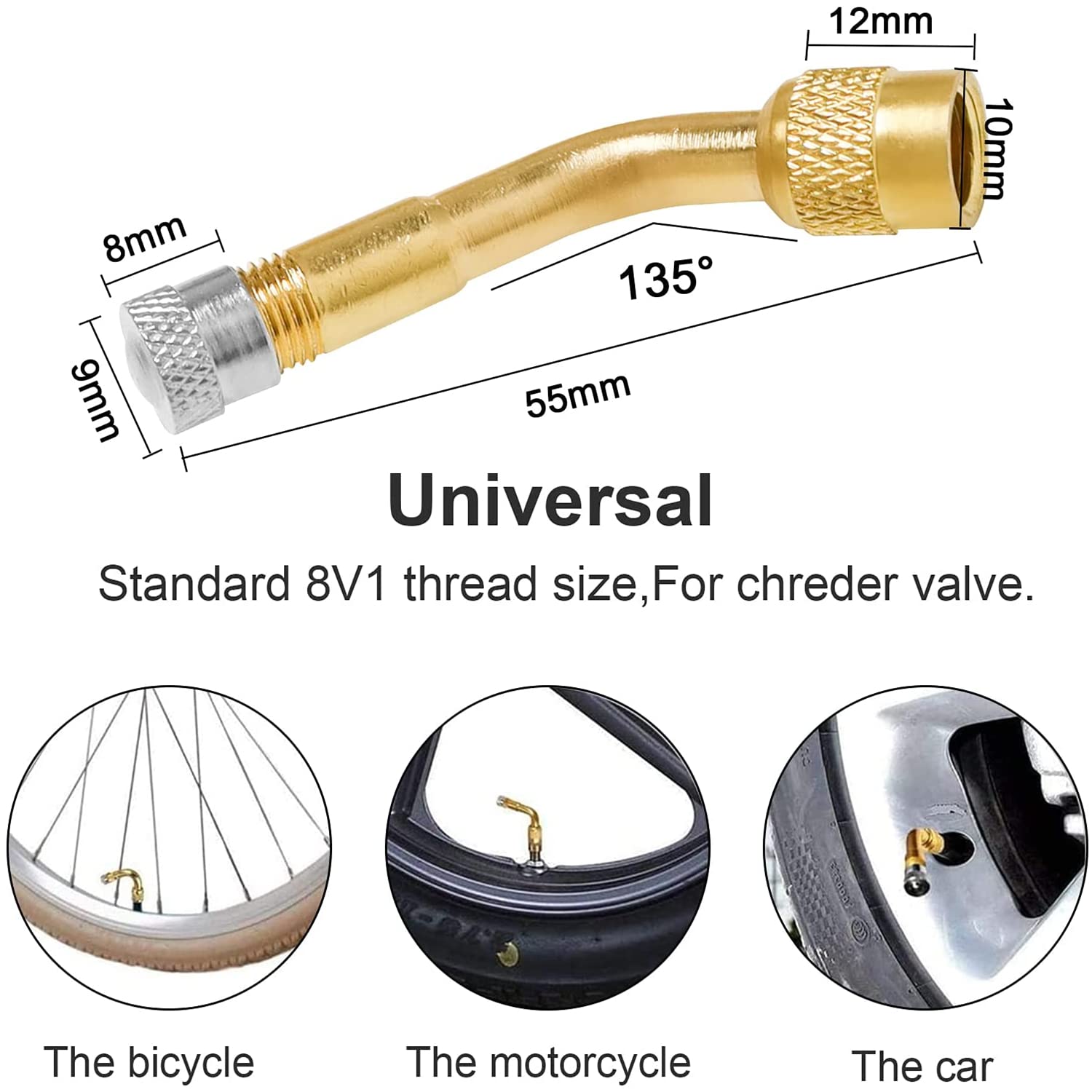 AMZSKU 135 Degree Angled Copper Valve Extension For Car, Motorcycle, Bike, Scooter