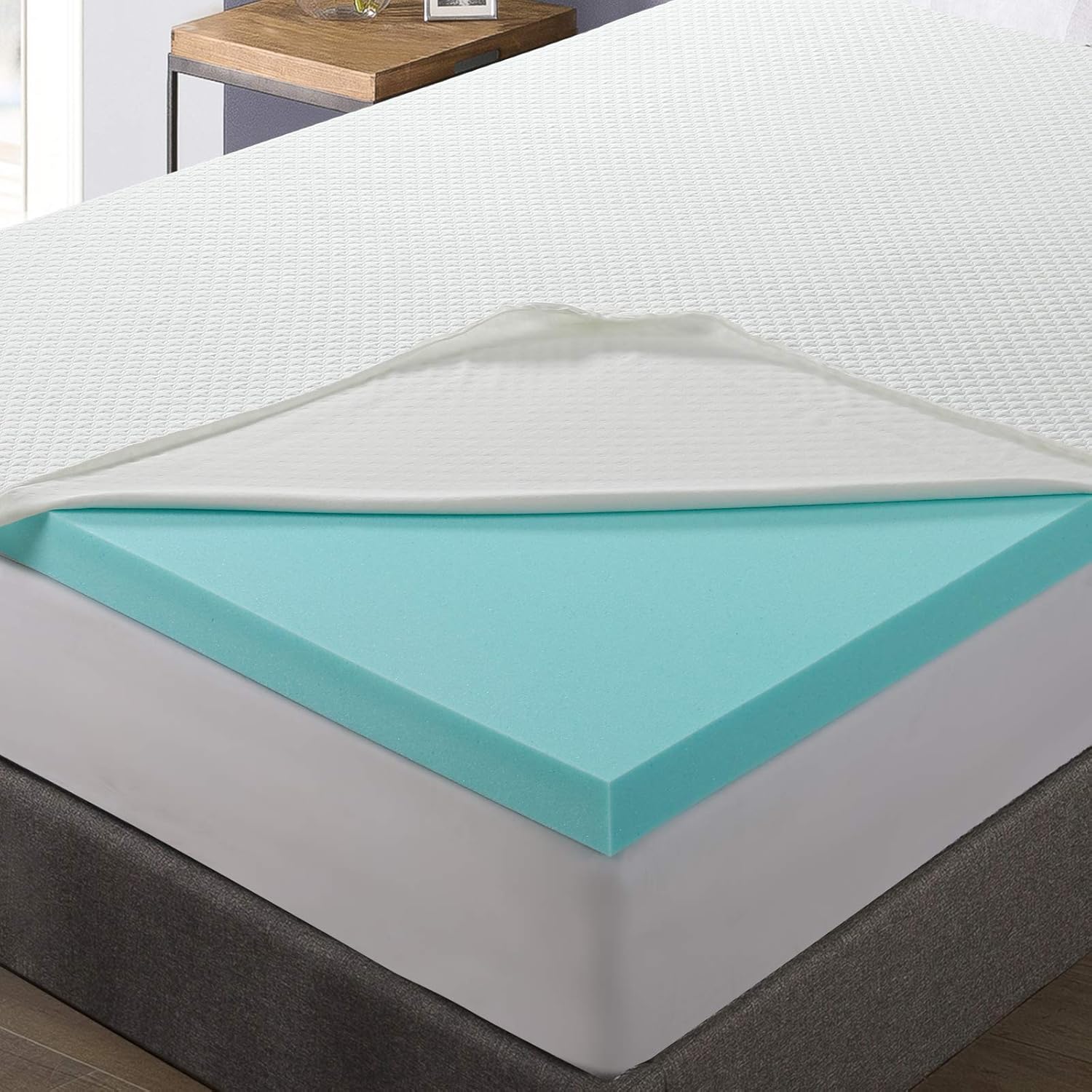 Blасk Frіdау - 60% оƒƒ MOONCAST Star-CAST 3 Inch Memory Foam Mattress Topper Queen Size with Bamboo Fiber Cover(Removable,Washable and Zipper Closure)