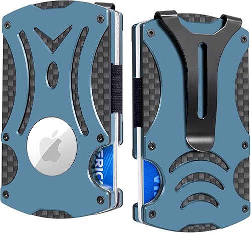 INECOKS Billetera con clip para dinero para hombre, billetera minimalista táctica, cartera de fibra de carbono con tecnología de bloqueo RFID,