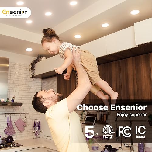 Miniatura 8 de Ensenior Paquete de 12 Luces LED Empotradas de Techo de 6 Pulgadas, Regulables, 2700K-5000K 5CCT, 1200LM 12W 120V, Downlight Tipo Oblea Sin Caja de