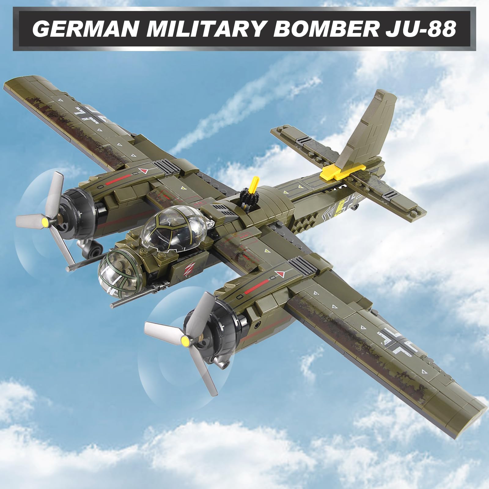 Amazon.com: Feleph JU-88 WW2 Plane Building Bricks Kit 559 PCS