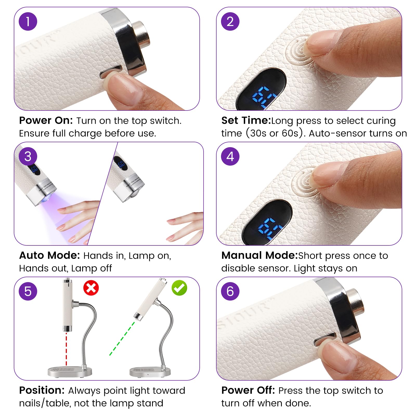 Flash Cure UV/LED Nail Lamp with Auto Sensor and Magnetic Stand