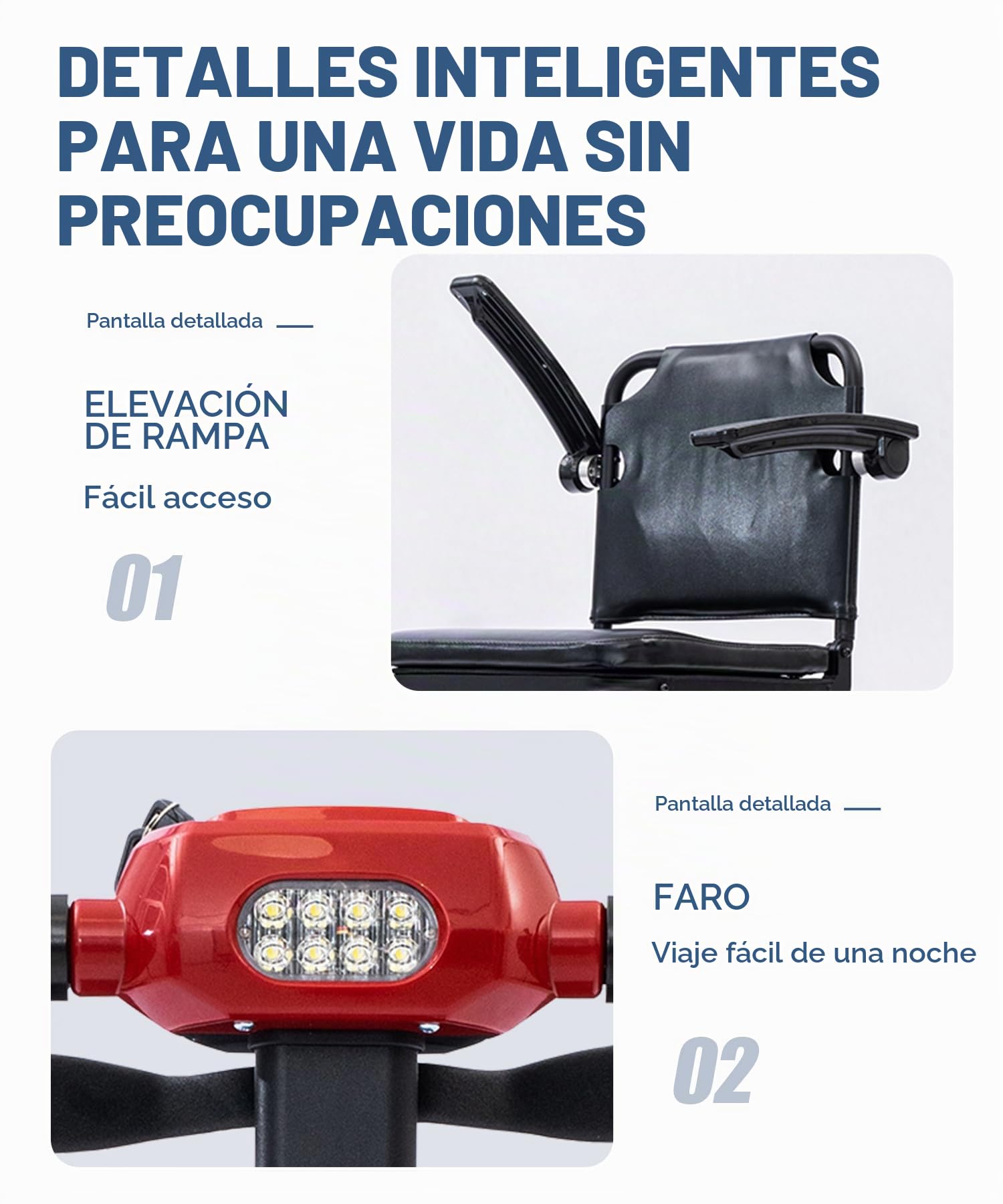 Z01 Scooters para discapacitados plegable para mayores | Autonomía 20km | Sin montaje, listo para usar al sacarlo de la caja | Neumáticos antipinchazos | Diseño antivuelco | Carga máxima 150kg - Rojo