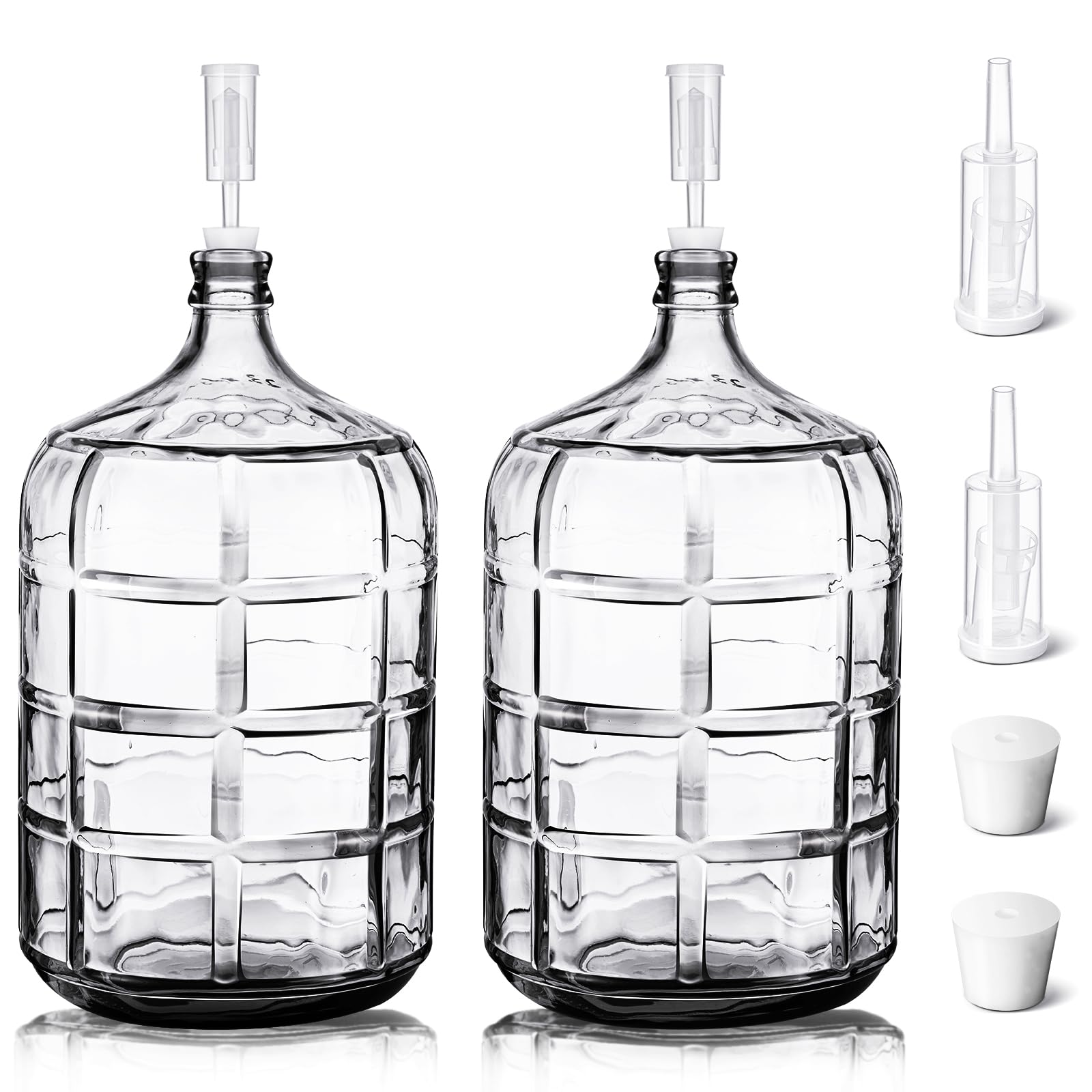 Suzile 2 Set 3 Gallon Glass Carboy, Glass Water Jug, Stopper, Airlock