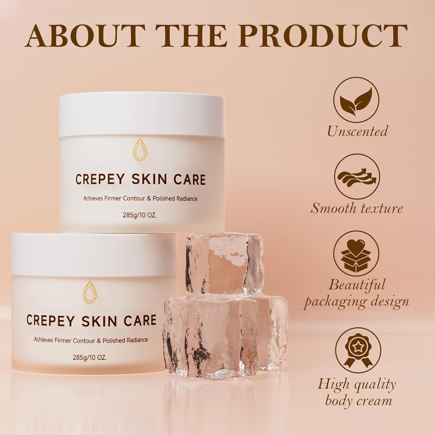 Crepe Firming Body Cream, Extra Large Size Body Skin Cream Lotion for Aging Crepe Skin Improve Natural Elastin with Collagen Production for Neck Arms Leg Deeply Moisturizer Cream, 10 oz - Image 2