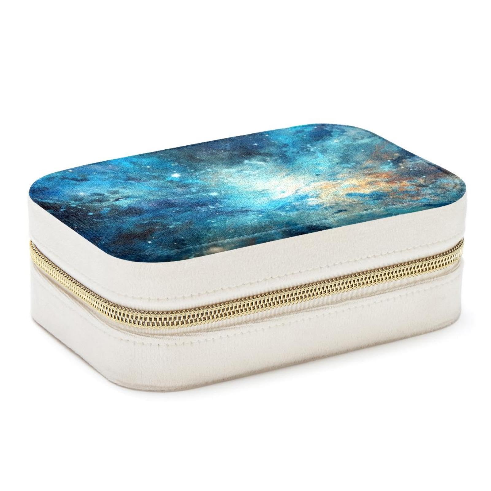 Boîte à bijoux anti-nœuds galaxie bleue pour ranger bagues et colliers