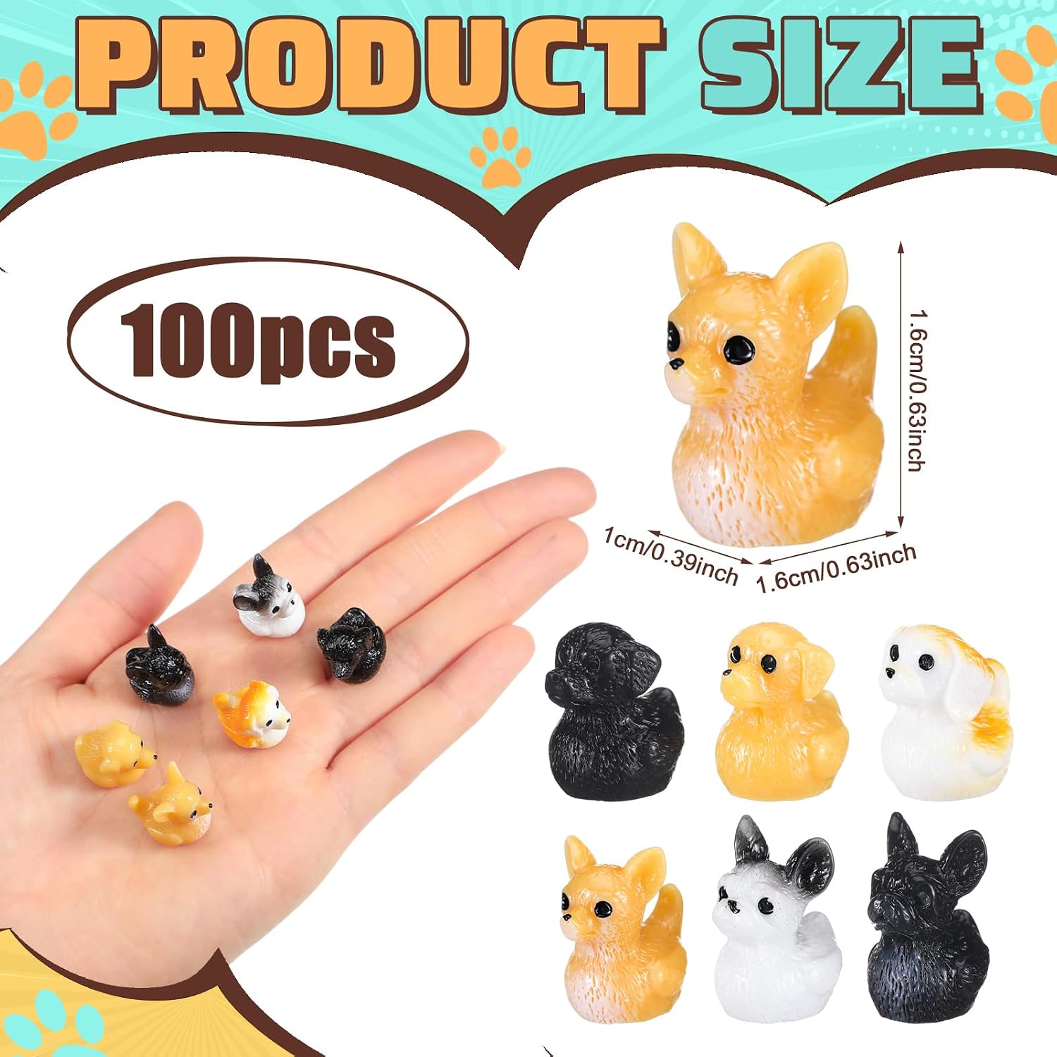 Arrowbash 100 Pcs Mini Resin Dog Duck Figurine Miniature Statues image 3