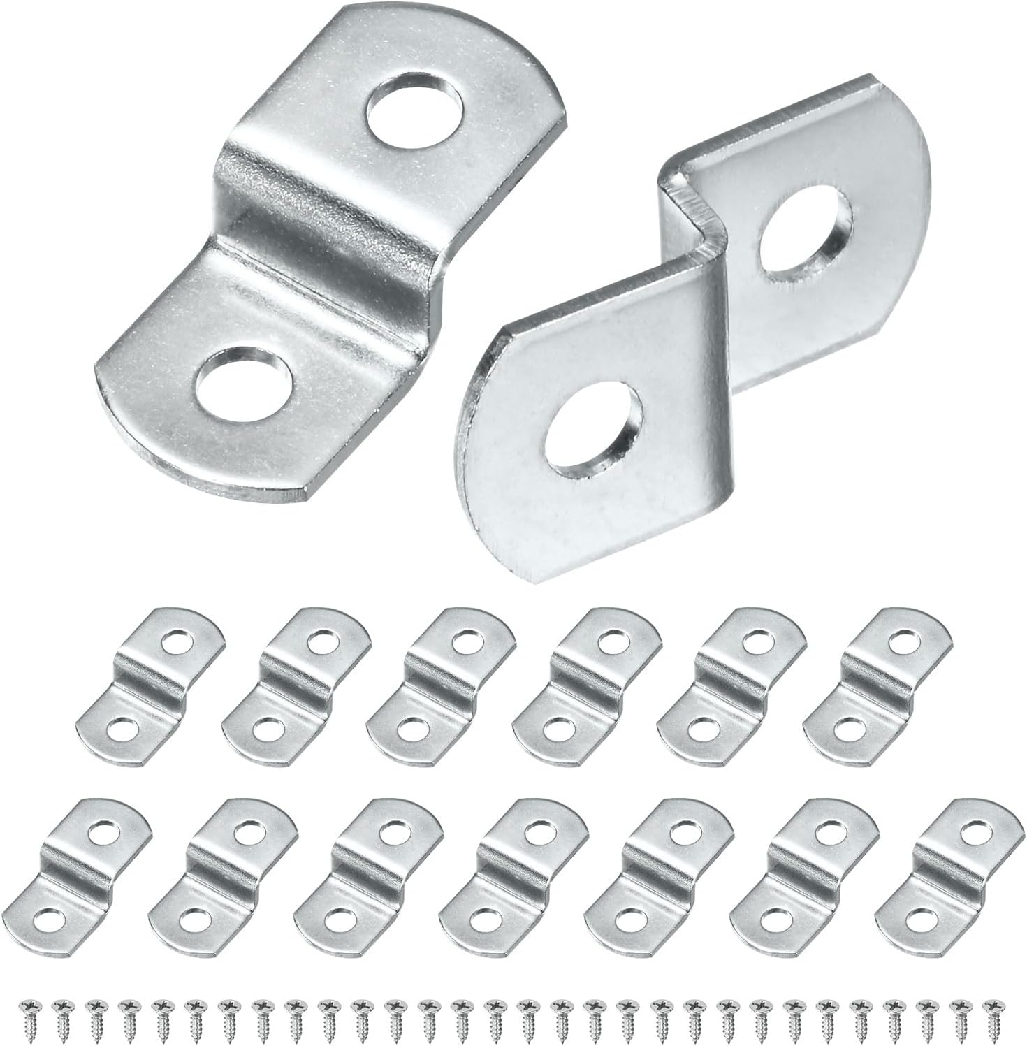 15-Pack Offset Canvas Clips, 1.03" x 0.52" Clips Mirror Clamps with 2 Mounting Hole 30 Screws 0.22" Offset for Picture Framing Canvas Painting Mounting Tools [Silver]