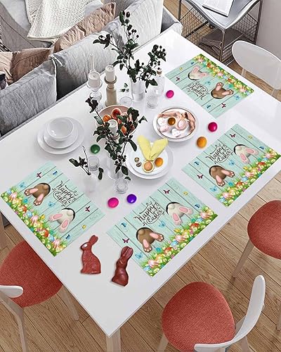 Vista 757 de Juego de 6 manteles individuales rojos para el día de San Valentín, diseño de corazón de San Valentín, resistentes al calor, lavables, manteles