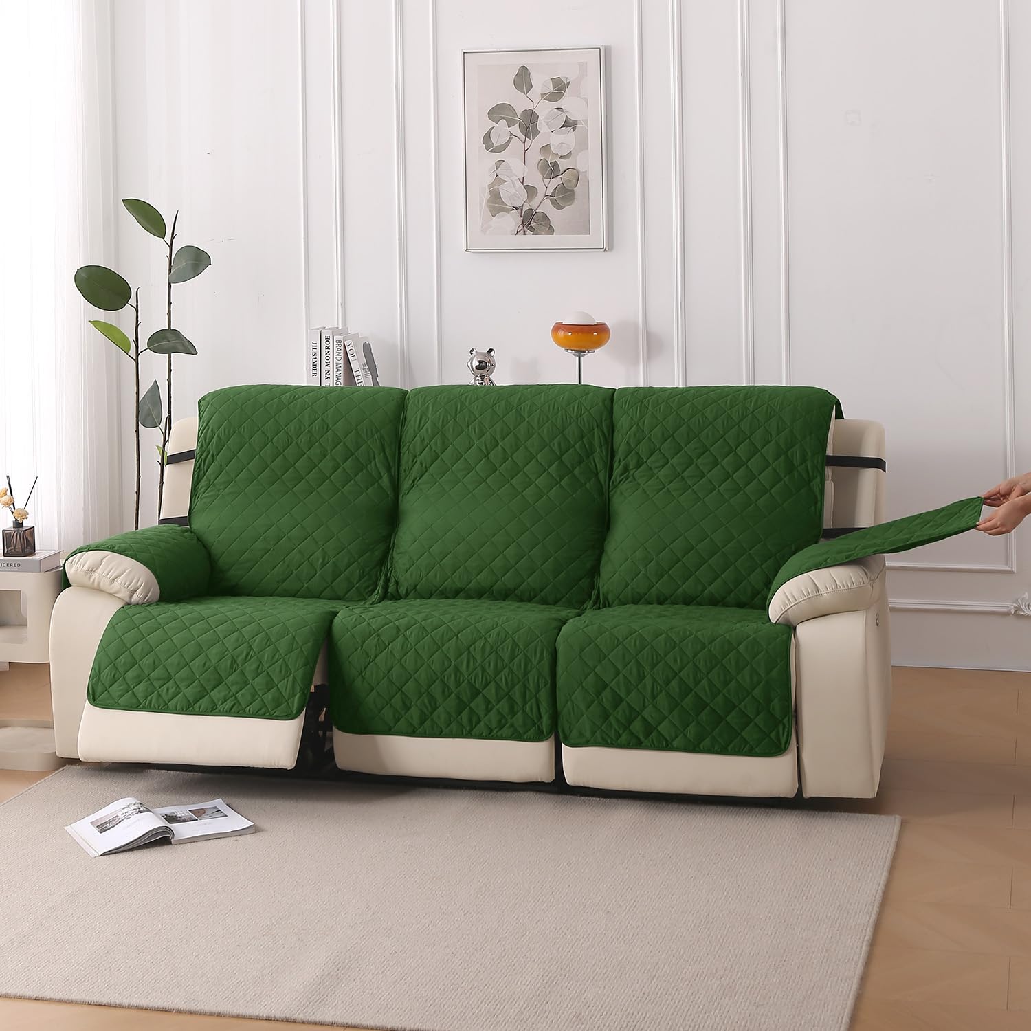 HOKIPO Recliner Cover - 3 Seater, Forest Green -9 HOKIPO Recliner Cover - 3 Seater, Forest Green -9