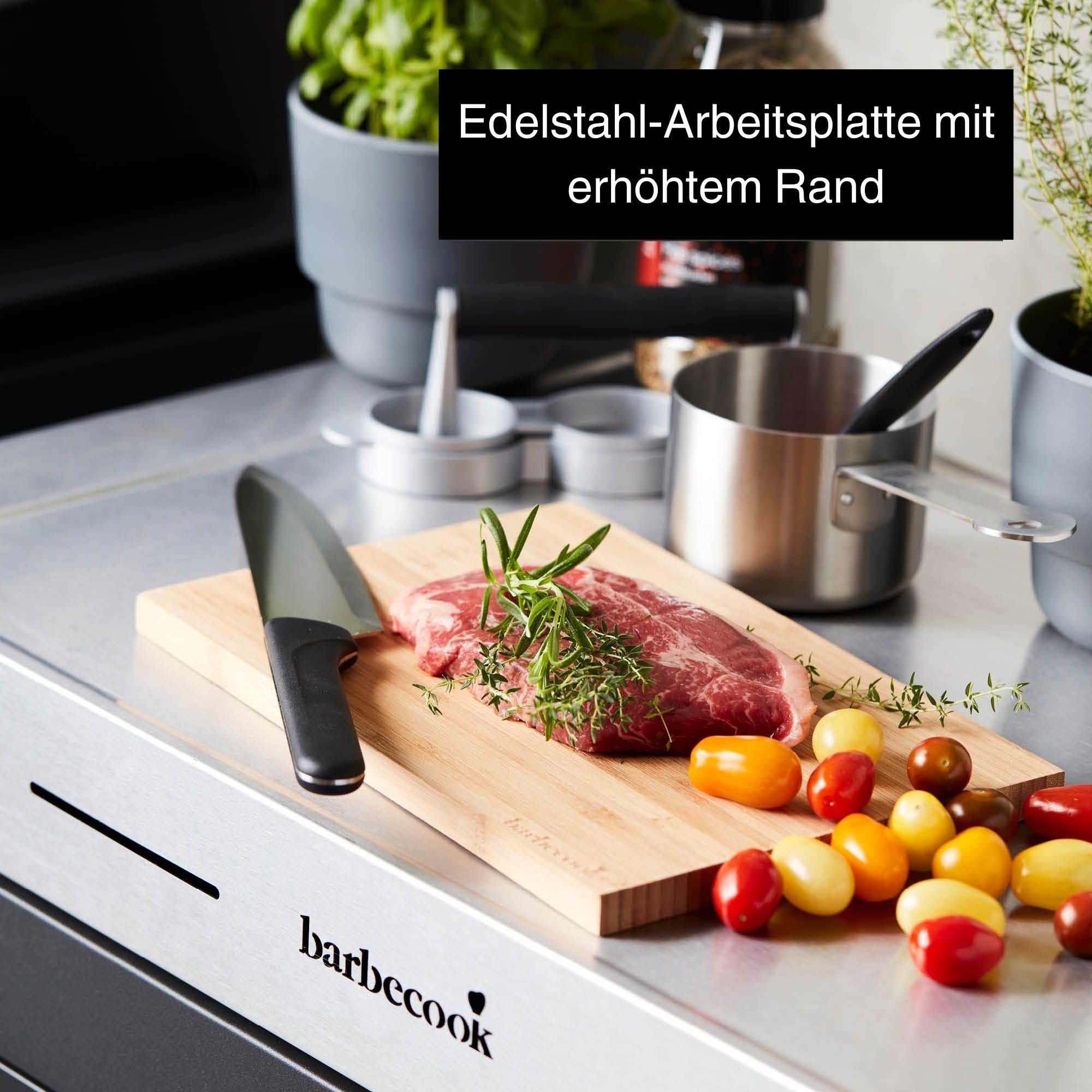 barbecook Premium Buddy Outdoor Grilltisch mit Stauraum und integrierter Flaschenöffner für Gasgrill, 84 x 46 x 90 cm