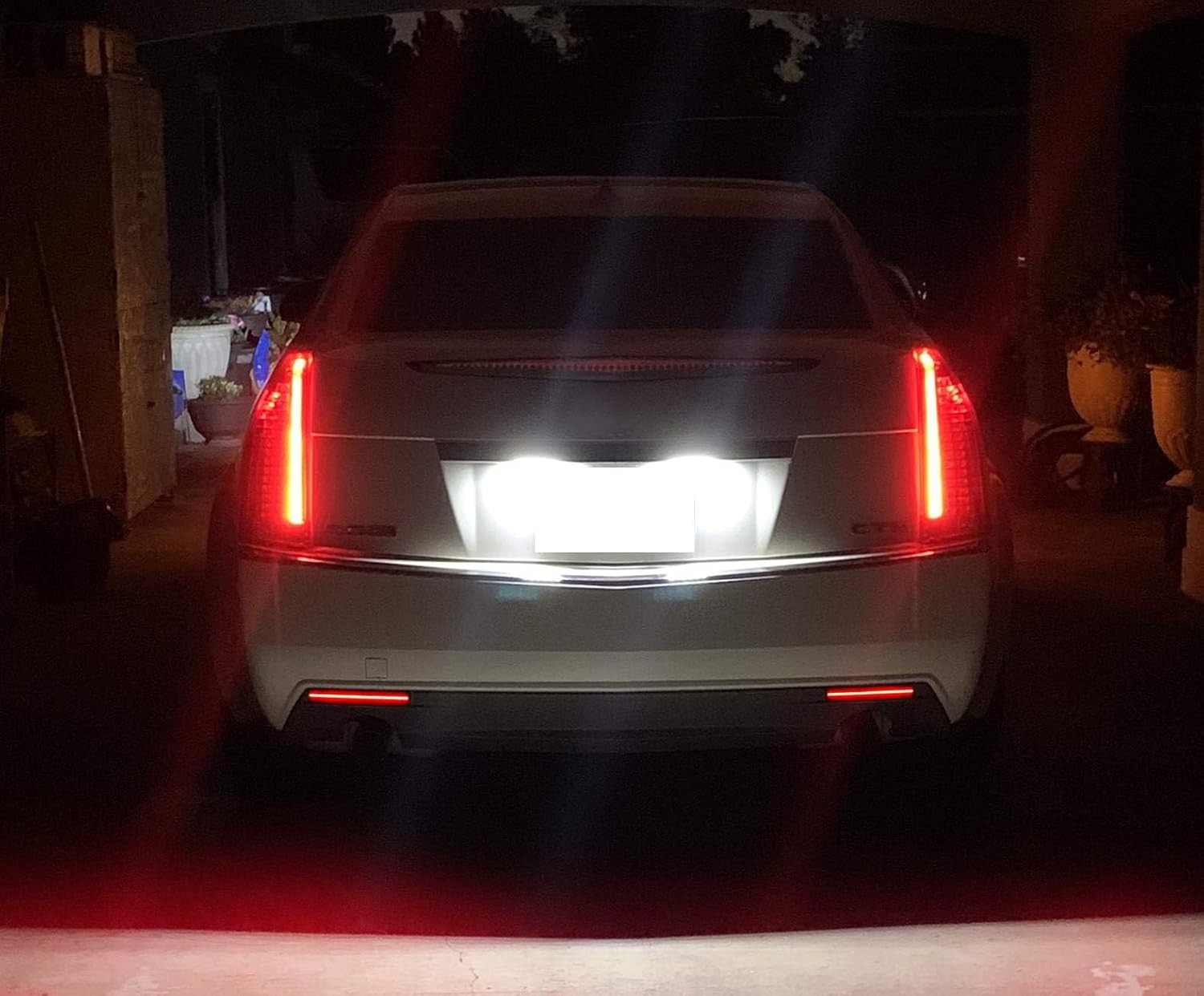 iJDMTOY Dark Smoked Lens 40-SMD Full LED Rear Bumper Reflector Light Kit Compatible With 2008-2013 Cadillac CTS Sedan, Function as Tail or Rear Fog Lights