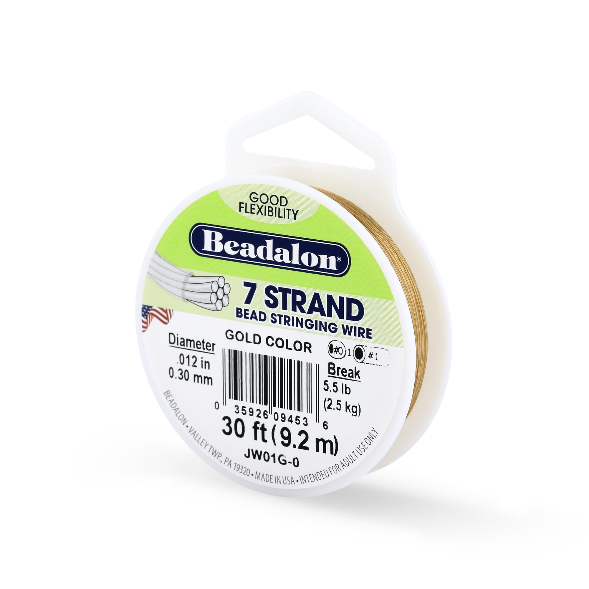 Beadalon Gold 0.3 Mm Diameter 9.2 M Reel 7 Strand Wire,