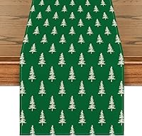 Vista 8 de Artoid Mode Red Xmas Tree Christmas Table Runner, Seasonal Winter Kitchen Dining Table Decoration for Home Party Decor 13x72 Inch