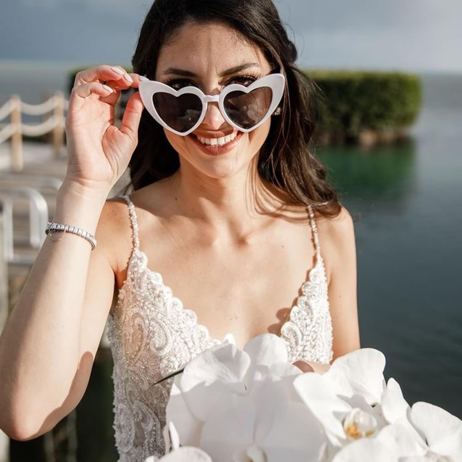 PartyGifts&beyond Bachelorette Sunglasses Heart Sunglasses 10 Packs Bride Squad Sunglasses for Bachelorette Party Favors