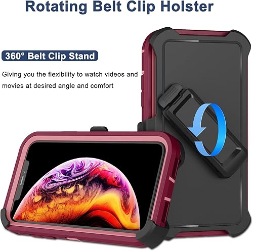 Miniatura 2 de Funda para iPhone X, iPhone Xs con funda de clip para cinturón, 2 protectores de pantalla, grado militar, a prueba de golpes, resistente, a prueba