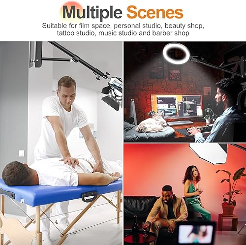 Miniatura 10 de Anillo de pared para montaje en pared, 52 pulgadas52.0 in, ajustable, soporte de brazo triangular, rotación flexible de 180 para luz estroboscópica,