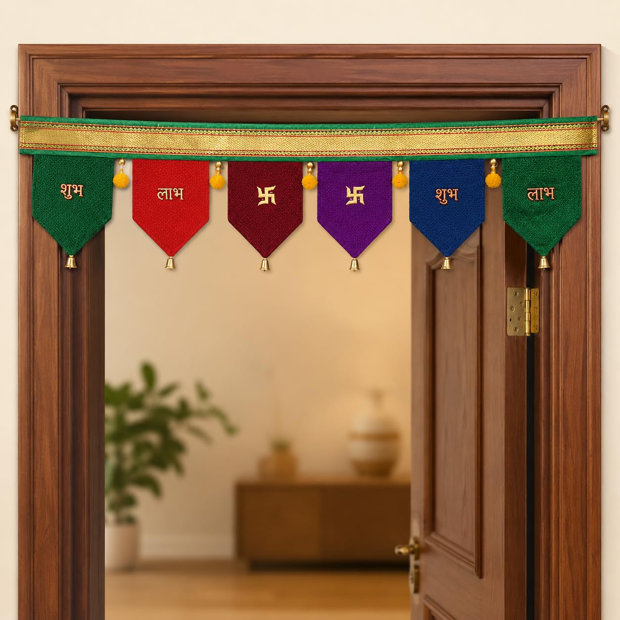 Door Toran Subh Labh Traditional Art Handmade Door Bandarwal toran for Home Decor Hangings for Decoration (Pack of 1),37.5 Centimeters-image-40