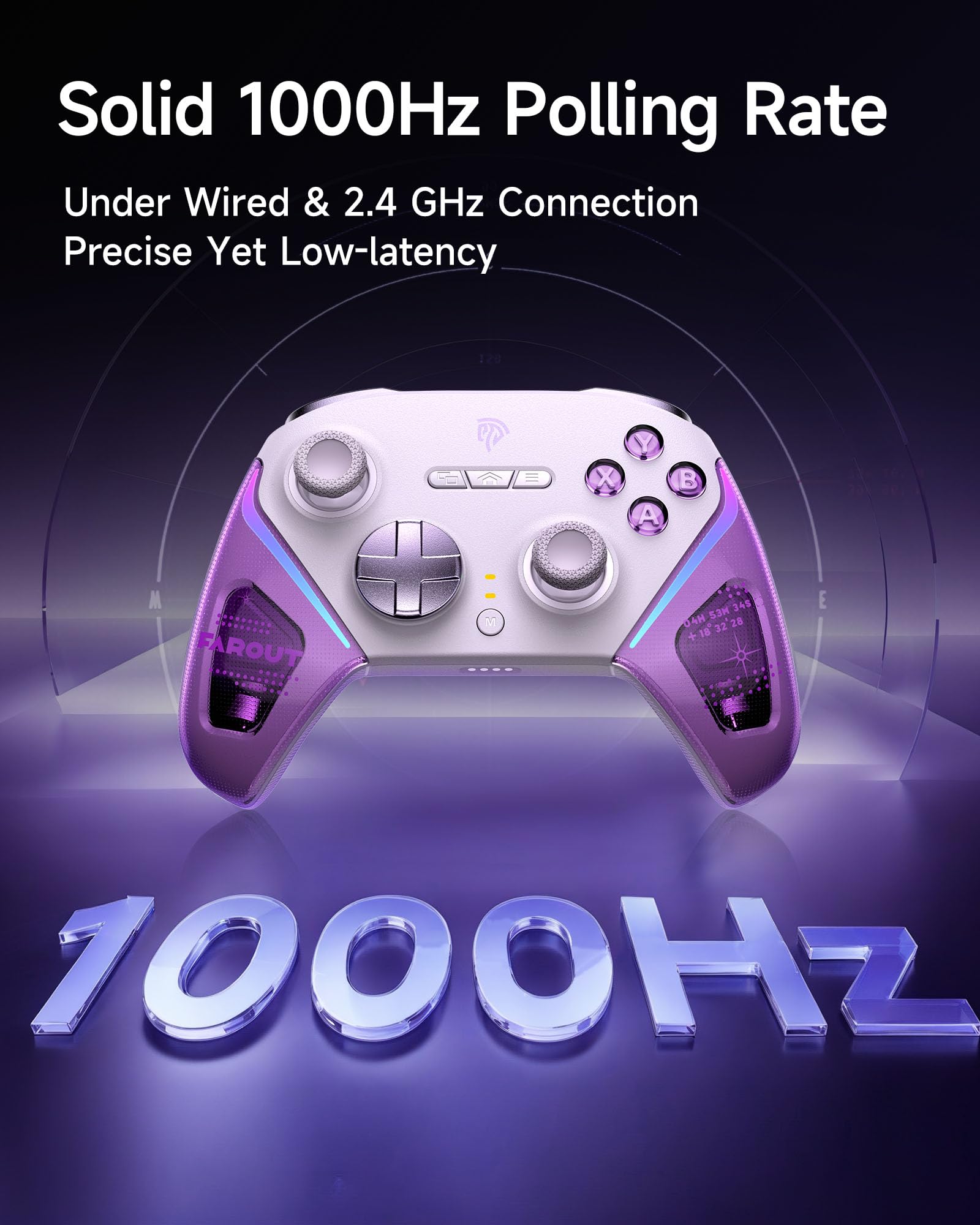 EasySMX Bezprzewodowy Kontroler PC ze Stacją Ładowania/RGB/Hall Joystick i Triggerem, D10 Kontroler Switch 2, Kontroler do Telefonu dla PC/Switch/Urządzeń Android/iOS (Fioletowy