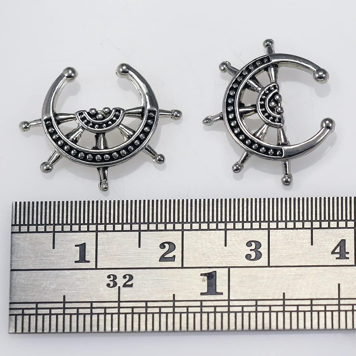 Oxidized Rudder Design 14 Gauge (1.6mm) Stainless Steel Hoop Clip on Fake Septum Nose Rings Non Piercing Lip Ear Ring Faux Body Piercing Jewelry