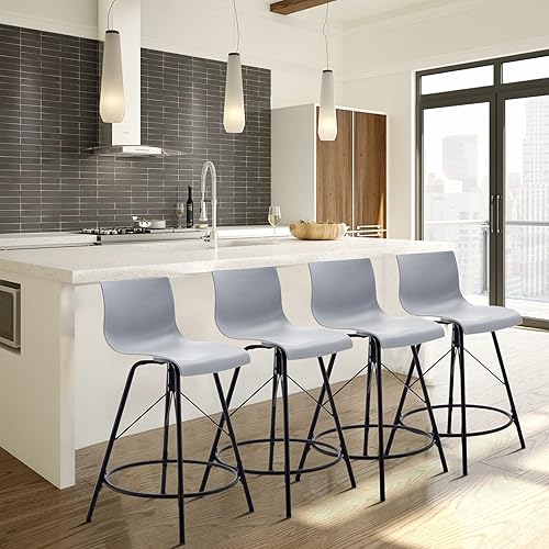 Miniatura 9 de annjoe Taburetes de bar giratorios de metal para mostrador, sillas de asiento de plástico, juego de 4 para interiores y exteriores, hogar, cocina,
