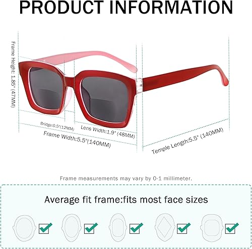 Miniatura 3 de Eyekepper Paquete de 4 gafas de sol bifocales para mujeres leyendo bajo el sol elegantes lectores bifocales lentes tintados de gran tamaño +2.50
