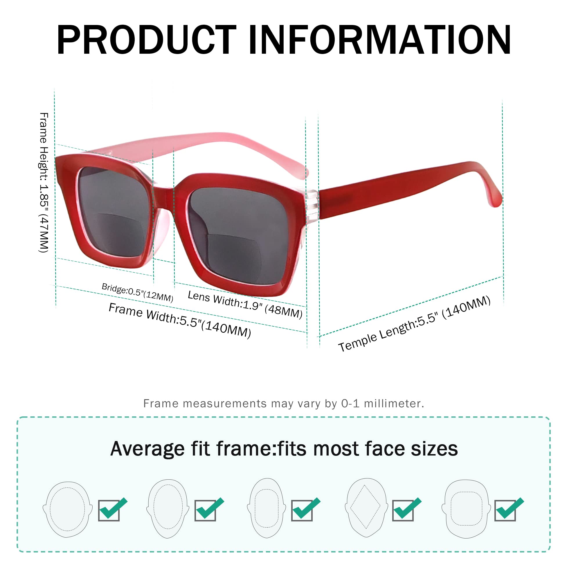 Eyekepper 4-packing Bifocal Sunglasses for Women Reading under the Sun Stylish Bifocal Readers Tinted Lens Oversize +1.50 - Image 3