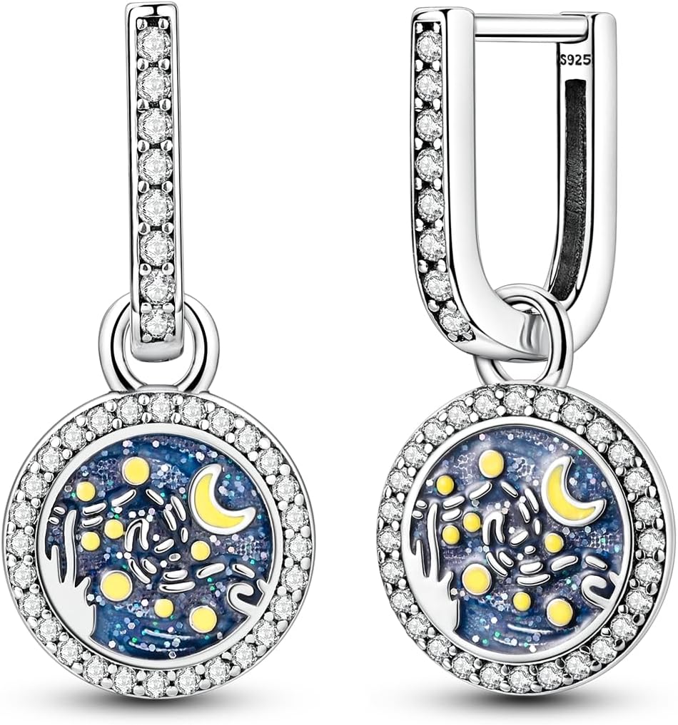 NARMO 925 Sterling Silver Heart Earrings for Women Pink Dangle Hoop Earrings Colorful Cubic Zirconia Earrings Silver Hoops Jewelry Gifts