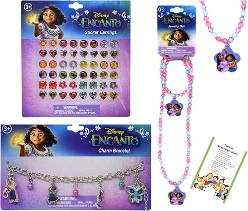 Miniatura 1 de Collar y pulsera de Encanto, 24 aretes de calcomanías, pulsera con dijes para jugar para niñas