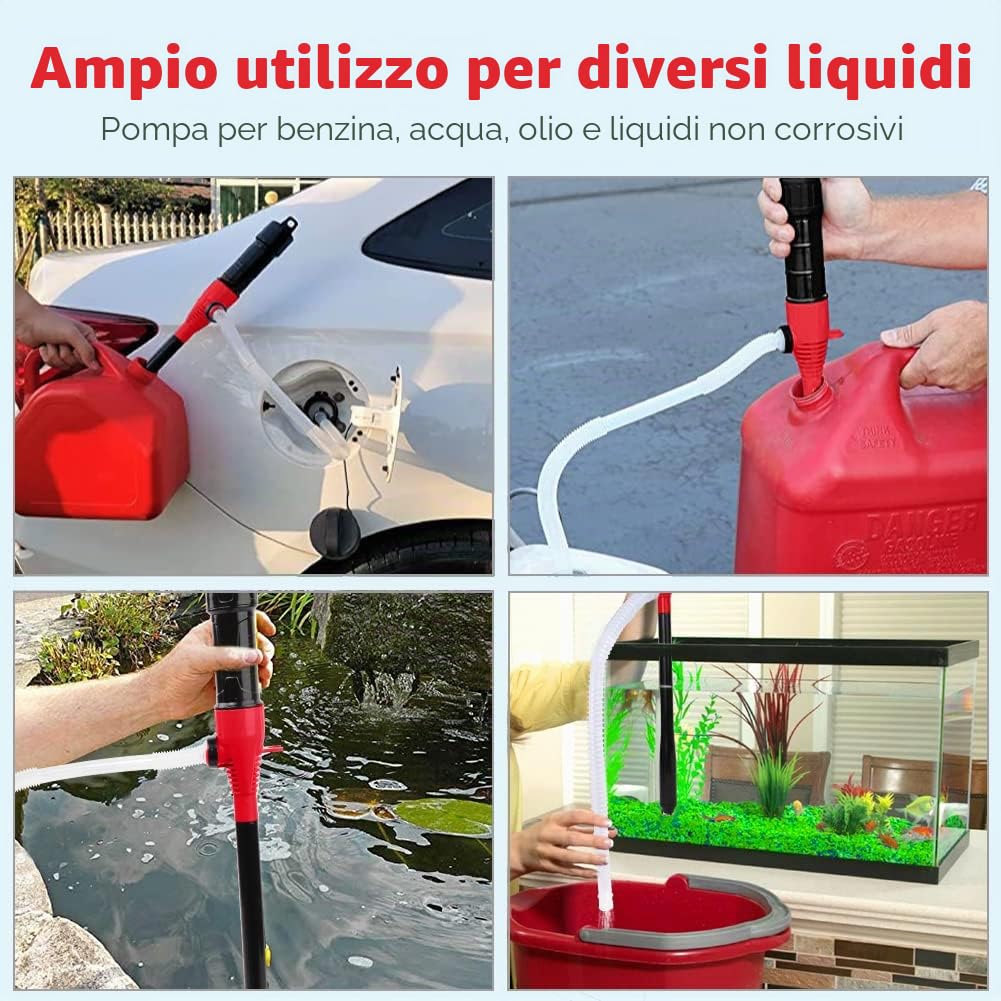 flintronic Pompa Manuale per Trasferimento di Carburante, Portatile per Estrazione Olio, A Sifone, per Acqua, Benzina e Altri Liquidi, Funzionamento a Batteria