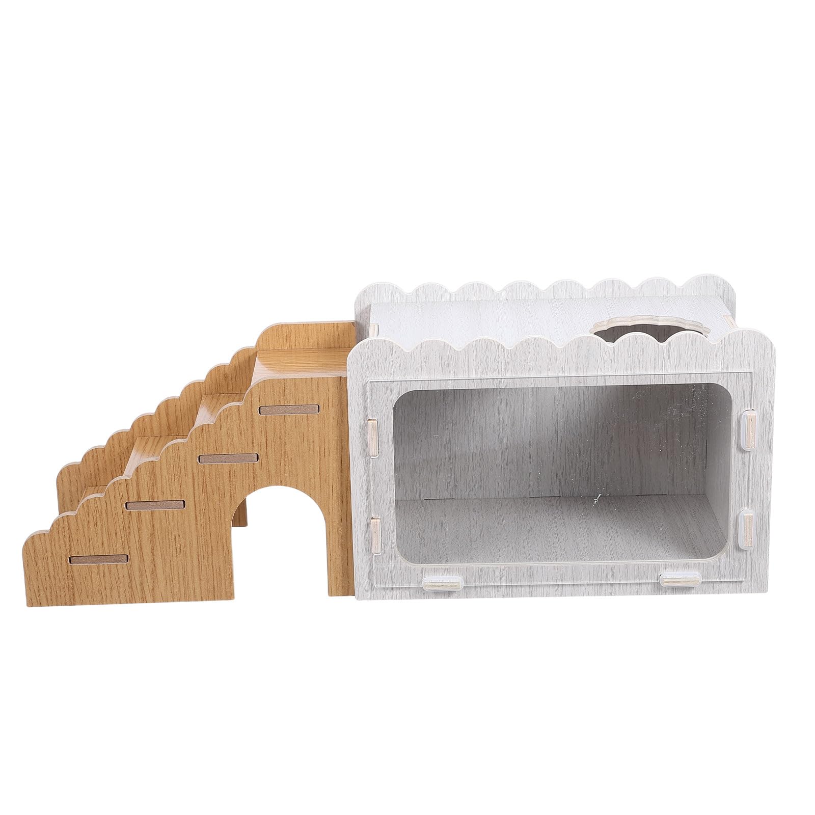 Operitacx Hamster-Versteck mit Kletterleiter, Holzhaus zum Schlafen und Spielen für Hamster, zweistöckiges Kleintierhaus für Rennmäuse, Mäuse und Ratten